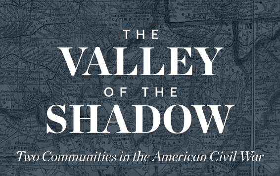 Screenshot aus der Startseite von "The Valley of the Shadow" (https://valley.newamericanhistory.org/) (Stand 16.5.2024)